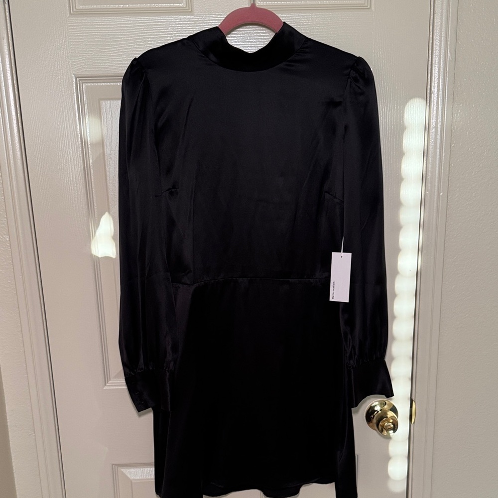 Reformation Sleek Black Satin Dress